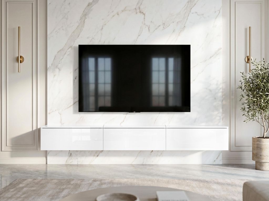 AX LIVING Lowboard TV Kommode 3x100 Barvo Weiß Produktbild 
