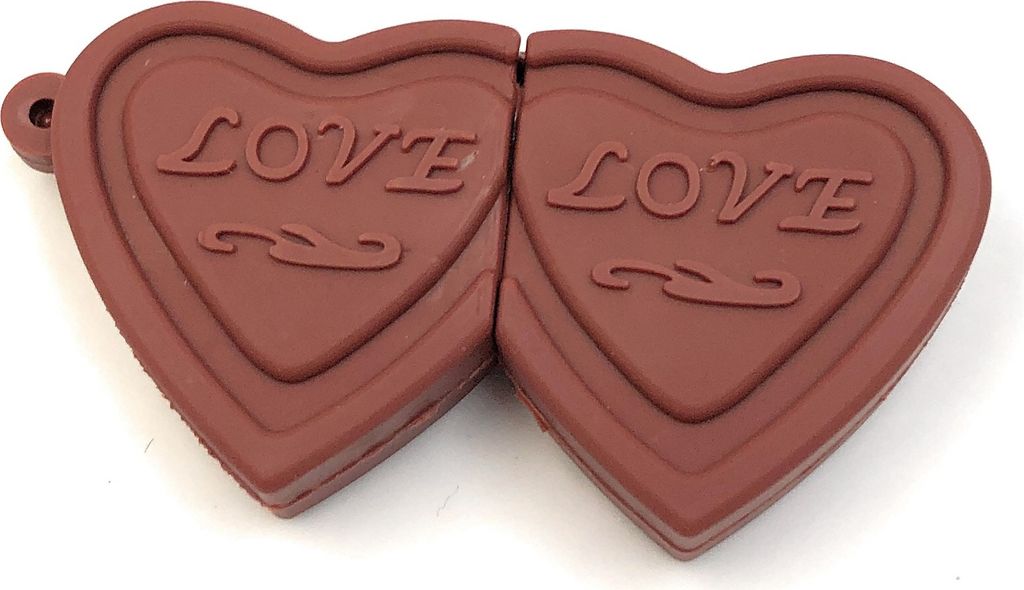 Onlineworld2013 Love Love Herz Doppelherz Braun Funny USB Stick 64 GB USB 3.0