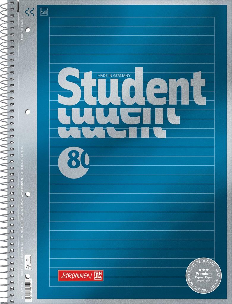 Brunnen Collegeblöcke Student Premium liniert DIN A4 Rand rundum 5 St.