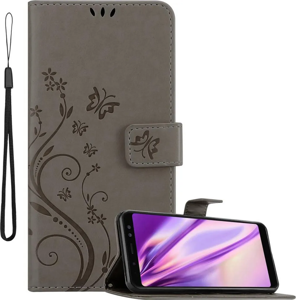 Cadorabo Custodia Fiori Samsung Galaxy A8 2018 - Cover Grigio Protettiva
