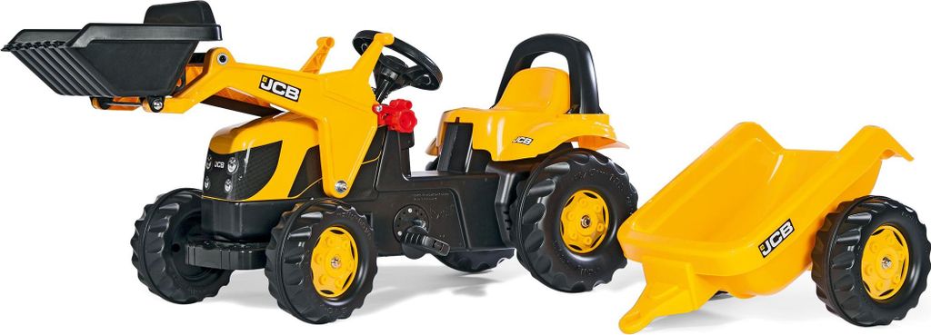 rolly toys Kid JCB Trettraktor mit Schaufellader und Anhänger, Maße: 161x47x55 cm; 02 383 7
