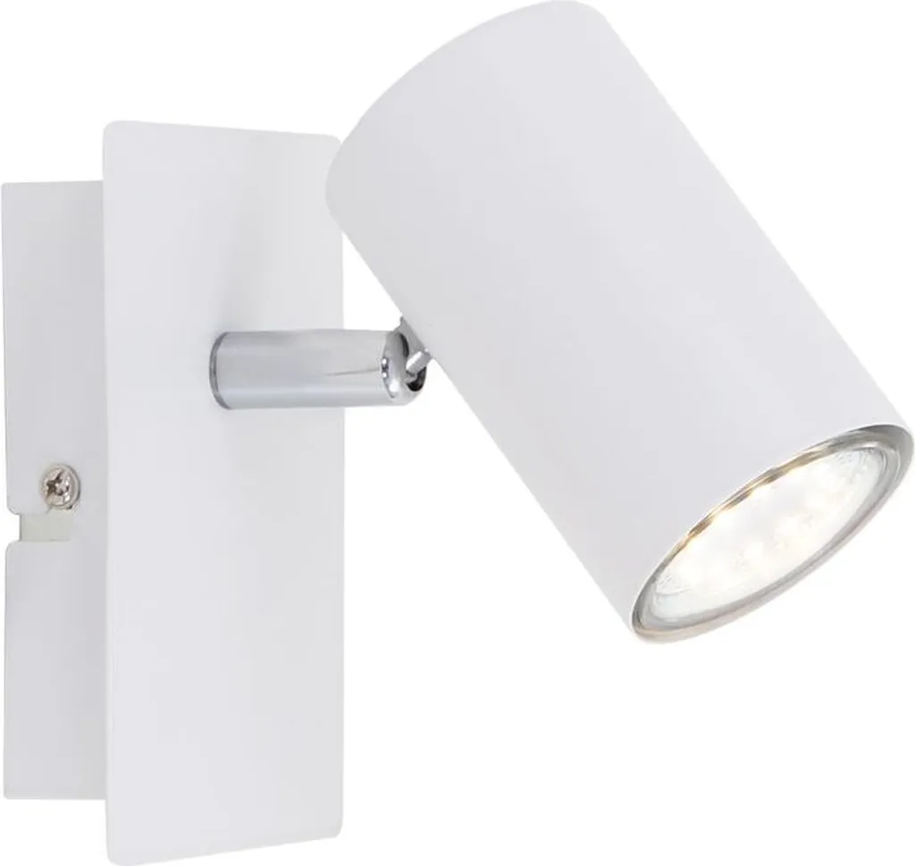 BRILONER LEUCHTEN RUN faretto da parete orientabile e regolabile, 40 W, IP20, bianco, metallo, incl. 1x GU10, 12 x 8 x 12,3