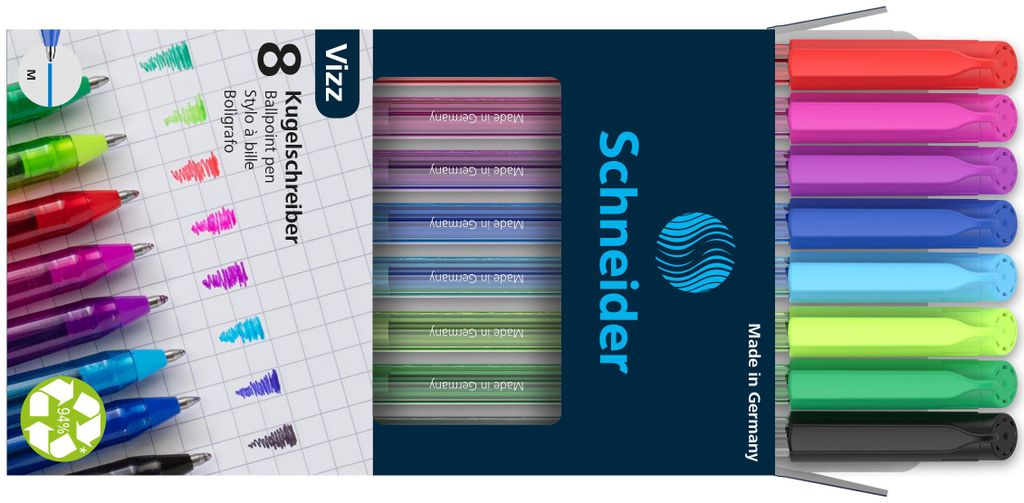 Schneider Etui 8x Kugelschreiber Vizz M sortiert Produktbild 