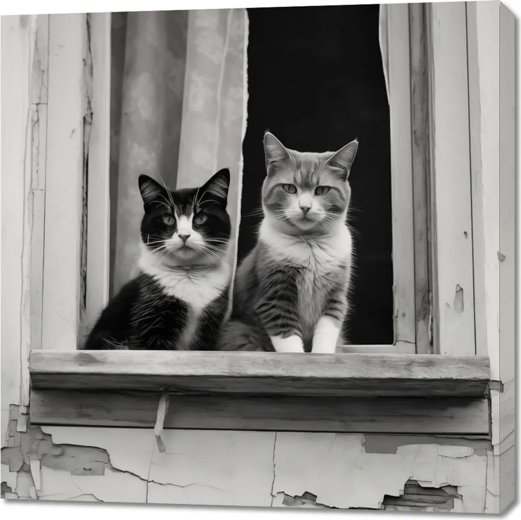 Tableau Décoratif Couple à la fenêtre 90x90 cm - Toile Murale Carrée
