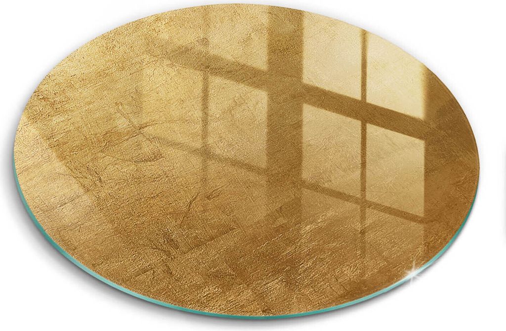 Glasschneideplatte - Herdabdeckplatte - fi30 cm -Schneidebrett - Spritzschutz - GOLD -Texturhintergrund