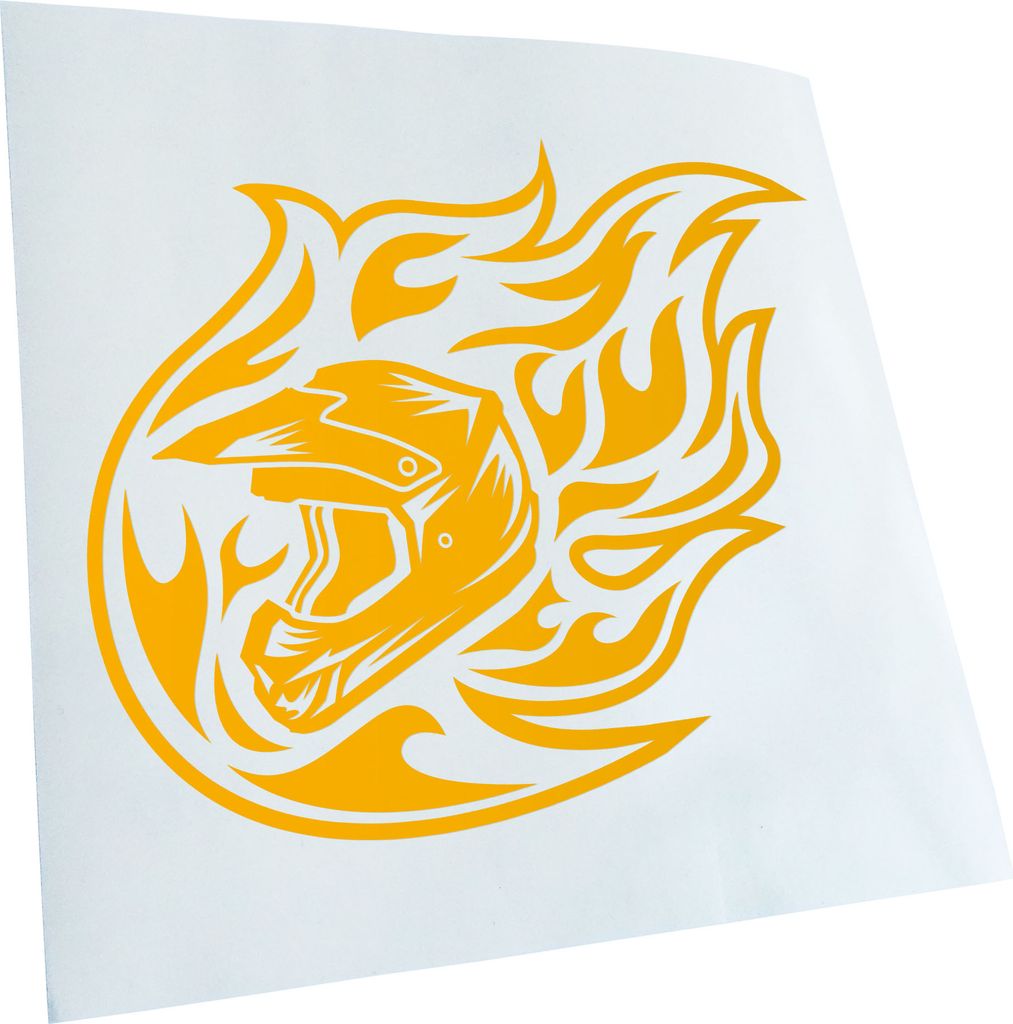 Kiwistar - Autoaufkleber - Motocross Helm Flammen - Gelb - 30x25cm - Aufkleber für Auto, Laptop, Fahrrad, LKW, Motorrad mehrfarbig JDM Decal Racing