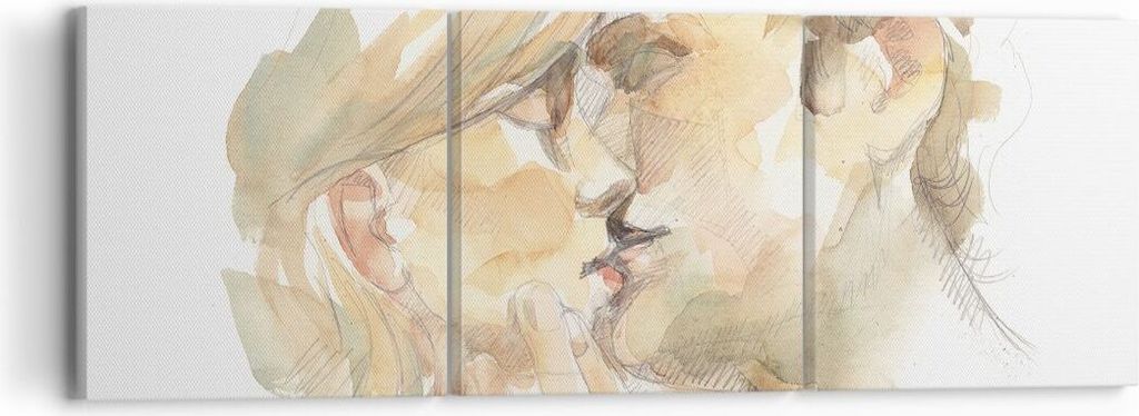 Bild auf Leinwand - Leinwandbild - 3 Teile - Kuss Paar Liebe - 90x30cm - Wand Bild - Wanddeko - Wandbilder - Leinwanddruck - Bilder - Wanddekoratio...