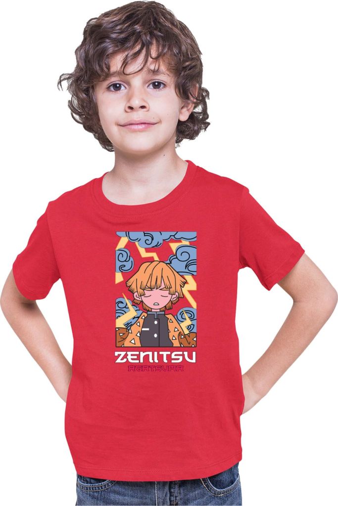 Kinder T-Shirt Japan Anime Manga Demon Anime Slayer Zenitsu Agatsuma 03, 7-8 Jahr - 128 / Rot