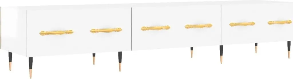 SYFAX™ Mobile Porta TV Bianco Lucido 150x36x30 cm | Legno Multistrato