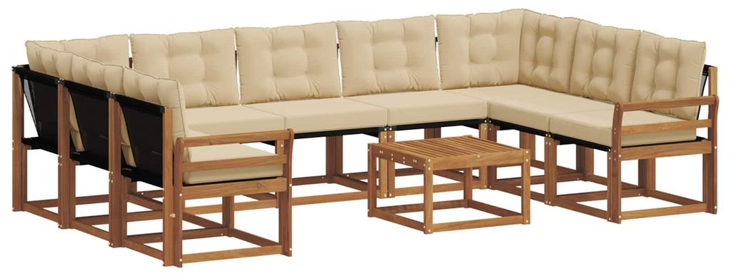 vidaXL Outdoor-Sofagarnitur 10 pcs Natur und Beige Massivholz Akazie