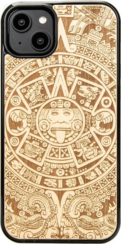 Custodia Bewood Legno Aniegre iPhone 15 Plus Calendario Azteco