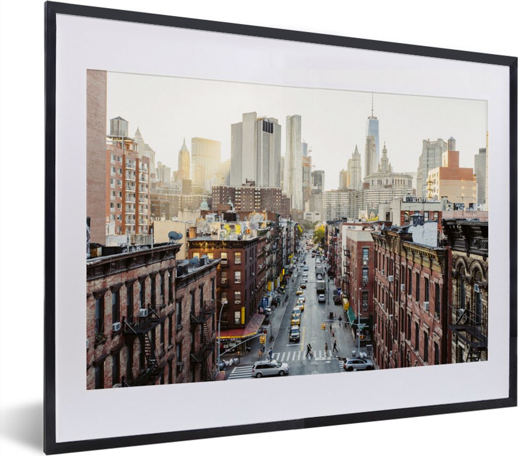 MuchoWow MuchoWow Gerahmtes Poster Die Straßen von New York 40x30 cm - Poster mit zchwarzem Bilderrahmen - Bilderrahmen - Poster im Rahmen