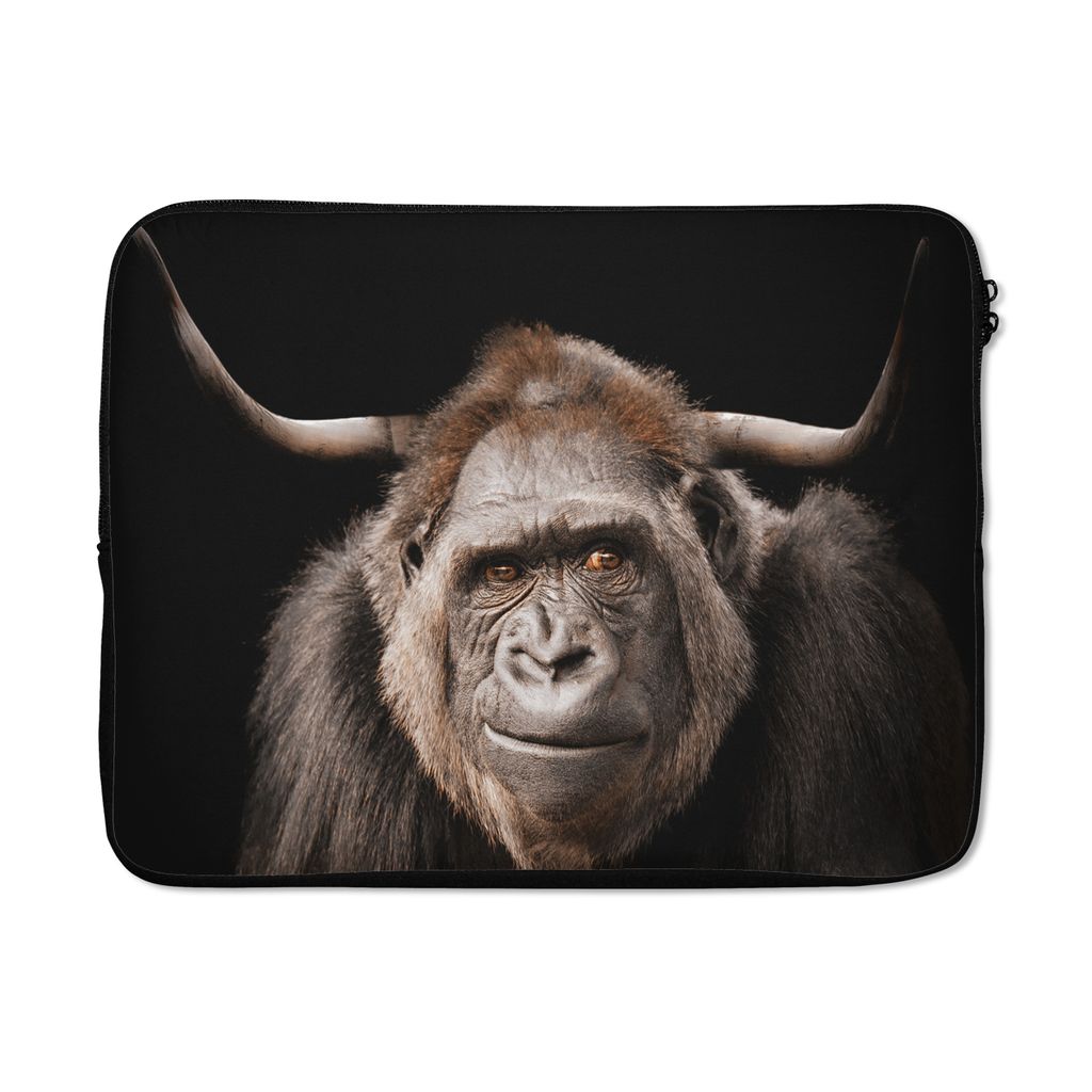 MuchoWow Laptop Hülle 15 Zoll Affe - Horn - Schottischer Highlander Laptoptasche - Laptoptasche - Sleeve - Rundum-Schutz