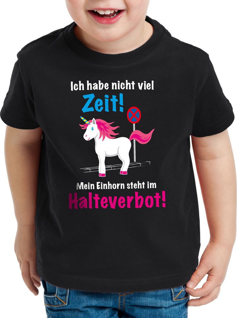 style3 Keine Zeit Einhorn im Halteverbot Kinder T-Shirt Mein Unicorn steht Parken Spruch