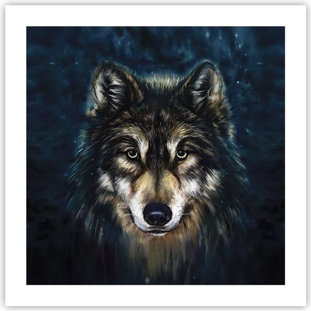 Poster - Poster ohne Rahmen - Wolf Dunkel Grafik - 50x50 cm Produktbild 