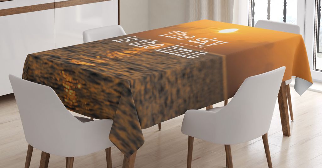 ABAKUHAUS Der Himmel ist die Grenze Tischdecke, Wörter auf der Dämmerung, Druck mit Klaren Farben ohne Verblassen Waschbar für innen oder Außen...