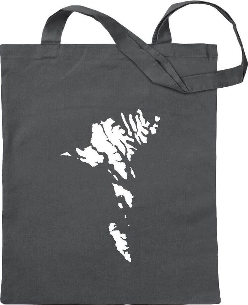 Kiwistar - Baumwolltasche - stahlgrau - Färöer Inseln Umriss Kontur - Tragetasche Stoffbeutel Umhängetasche langer Henkel