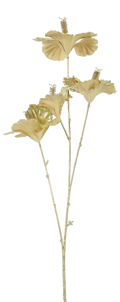 Décoration de table festive avec Hibiscus artificiel Or Champagne 84cm