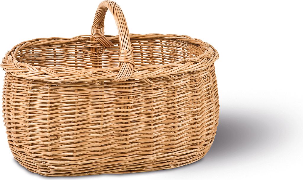 Handkorb oval, hellbraun, T 50cm x B 37cm x H25/35cm , Produktbild 