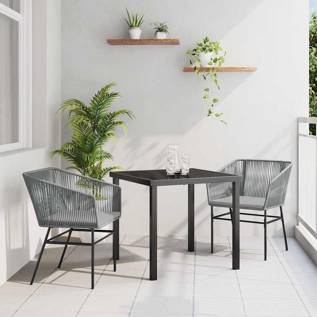 Maison Exclusive - Garten Essgruppe 3 pcs Grau Pulverbeschichteter Stahl