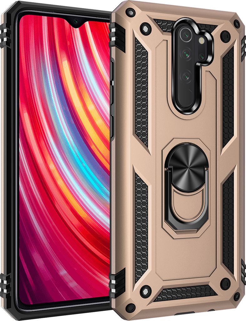 LaimTop Redmi Note 8 Pro Hülle, Hybrid Robuste Rüstung Drehbarer Ring Halter Ständer Dual Layer Hard PC + TPU Stoßfest Schutzhülle für Xiaomi...
