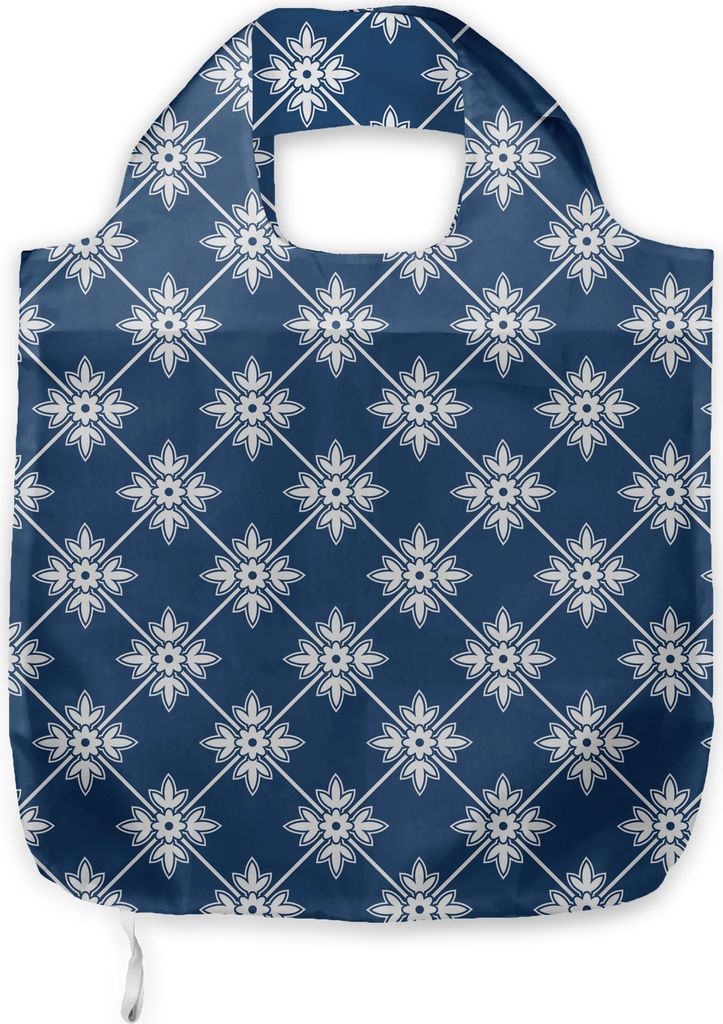 ABAKUHAUS Indigo Tragetasche aus Stoff, Greek House Tile Themen, Praktische Altagsmode Einkaufstaschen, Marine-Blau und Weiß