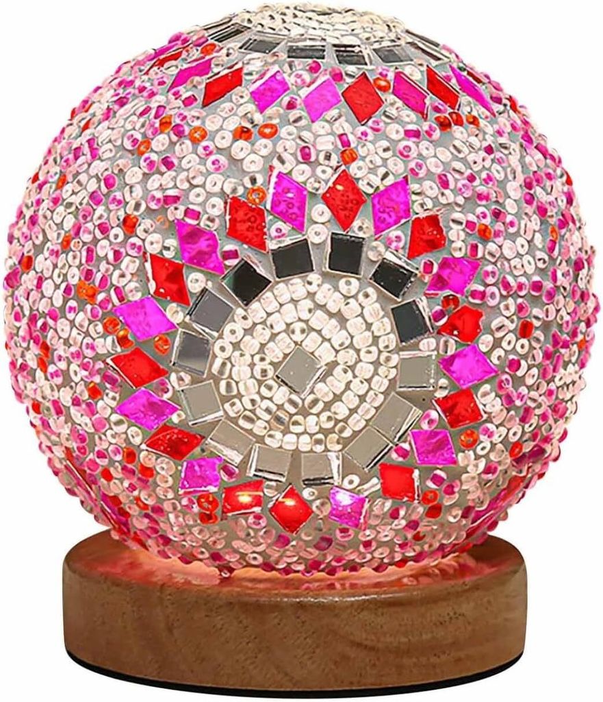 Bohemian table lamp decoration vintage glass crystal lamp glass lampshade home art decoration,touch 3-Farben, wiederaufladbare Schreibtischlampe...