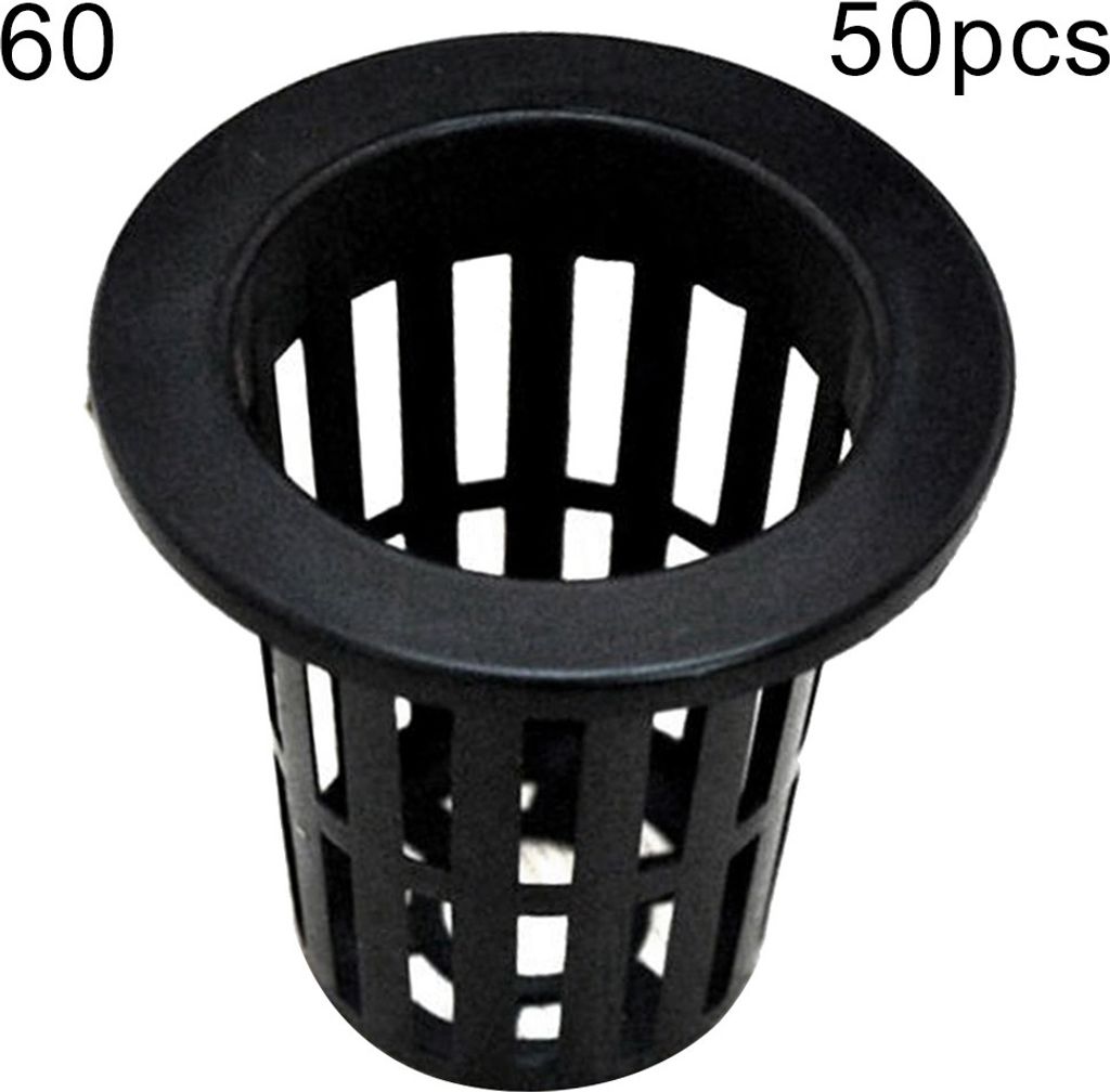 50pcs Gartennetz Net Pot Hydroponic Korb Pflanzung Kindergarten -Fixierhalter-Schwarz 60#