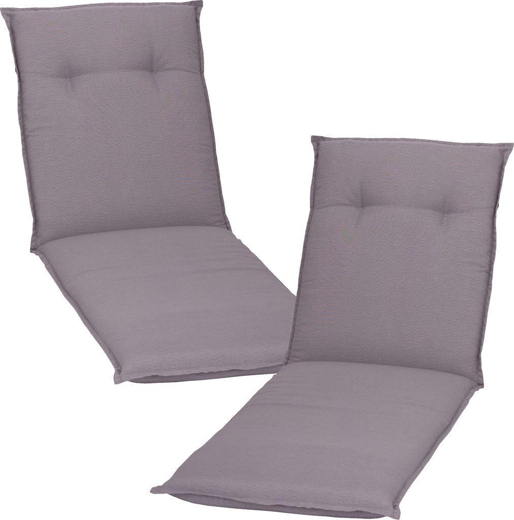 NYVI Liegenauflagen Piemont 2er Set - 191x58x8 cm Hellgrau - Extra Starker 8cm Sitzpolster - Gartenmöbel Auflagen mit Halteband & Bindebändern