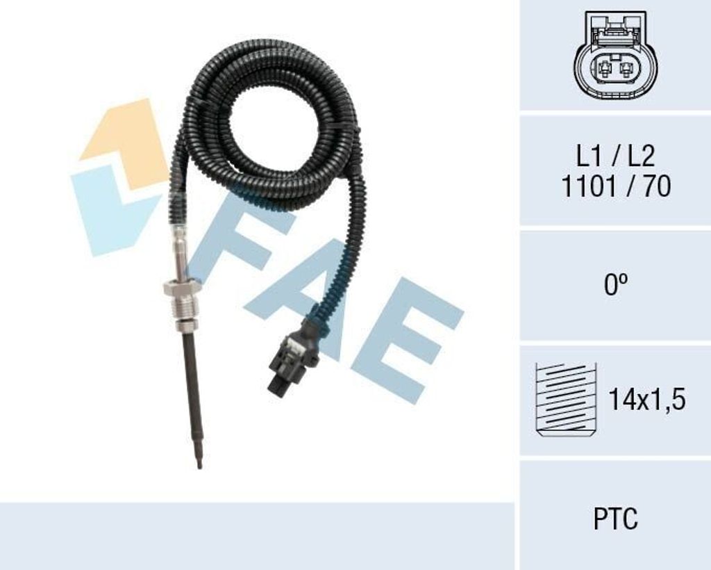 FAE 68022 Abgastemperatursensor passend für MERCEDES-BENZ C-Klasse Limousine (W204) M14x1,5 1101mm