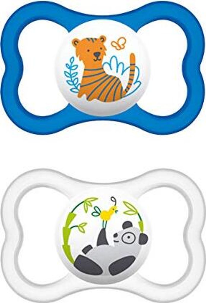 MAM Air Silikon Schnuller im 2er-Set, extra leichtes und luftiges Schilddesign, zahnfreundlicher Baby Schnuller aus speziellem MAM SkinSoft Silikon...