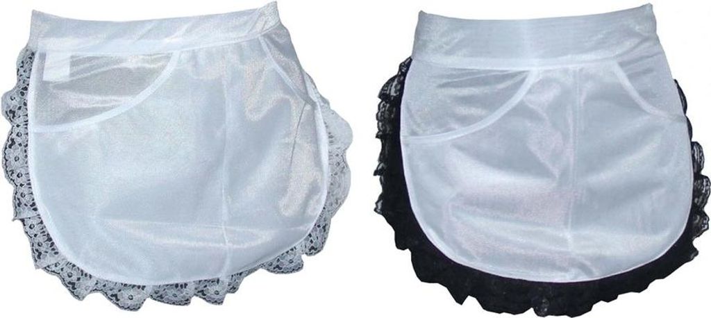 Schürze Servierschürze Dederon mit Spitze , Farbe:schwarz
