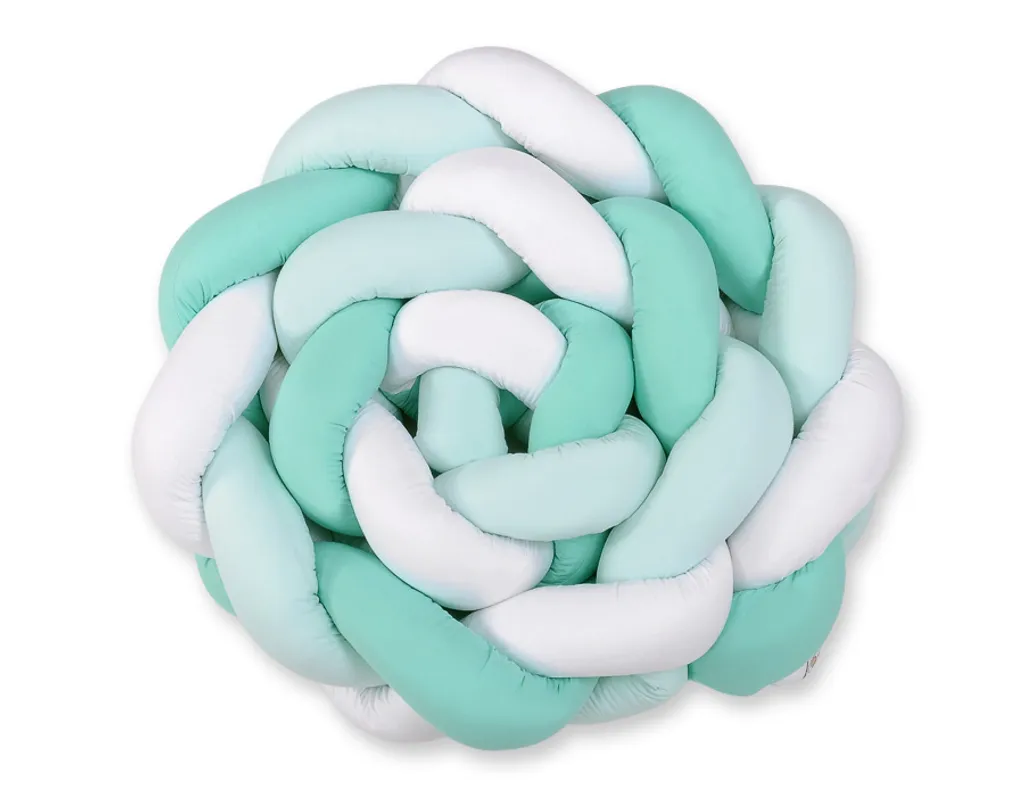 Tour de lit tressé modulable 360cm blanc menthe pour berceau et parc