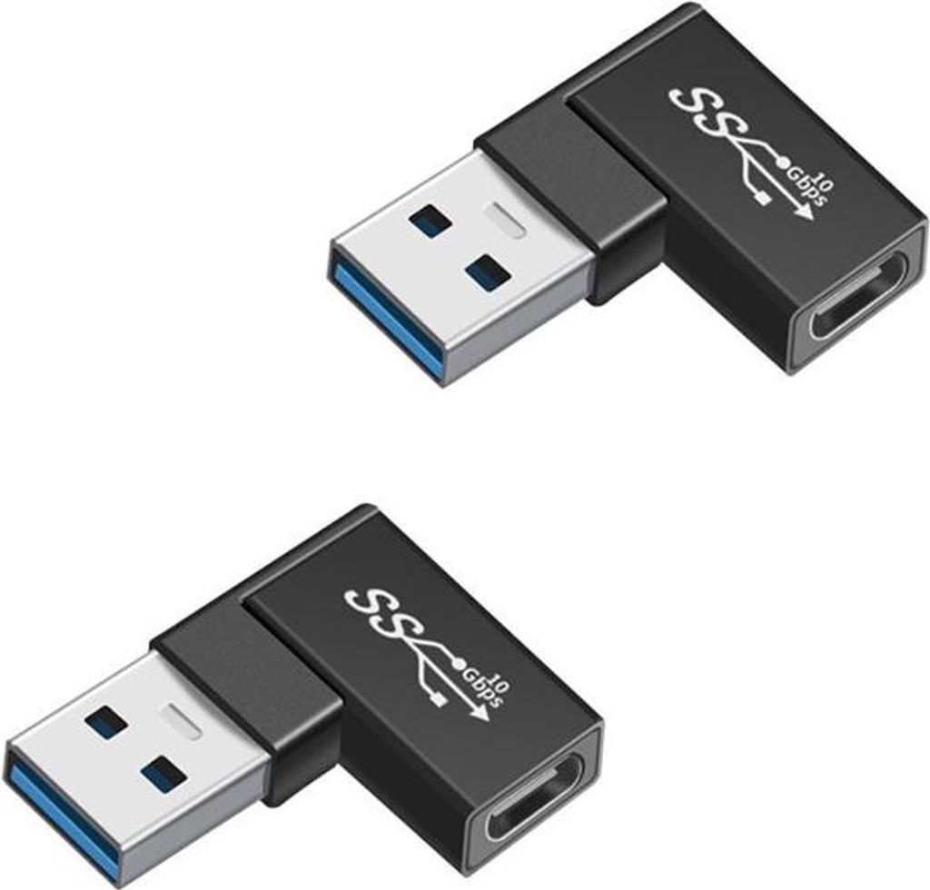 INF TYPE-C Buchse auf USB Stecker Winkeladapter, ABS, 3cm, 2 Stück