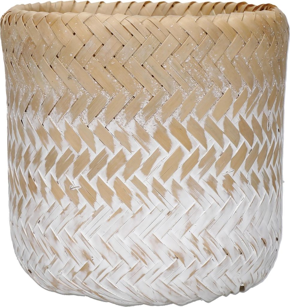 Kitchen Craft Pot de bamboo, Indoor Pot de, Natural Woven Pot with Degraded Design White and brown, 12 x 12 x 11.5 cm