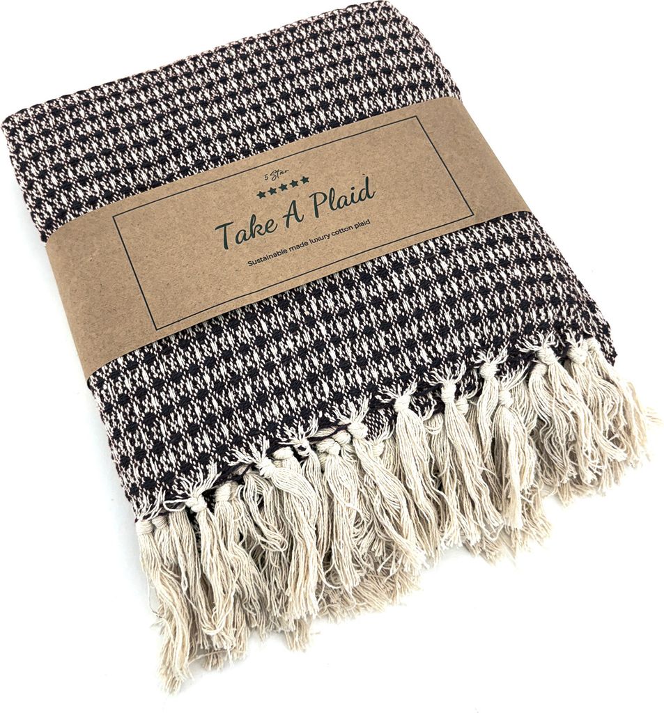 Heimtexland Hochwertige Strick Kuscheldecke Fransen Wohndecke Boho Wolldecke 100% Baumwolle Sofadecke 180x130 weich und warm Strickdecke natur T...