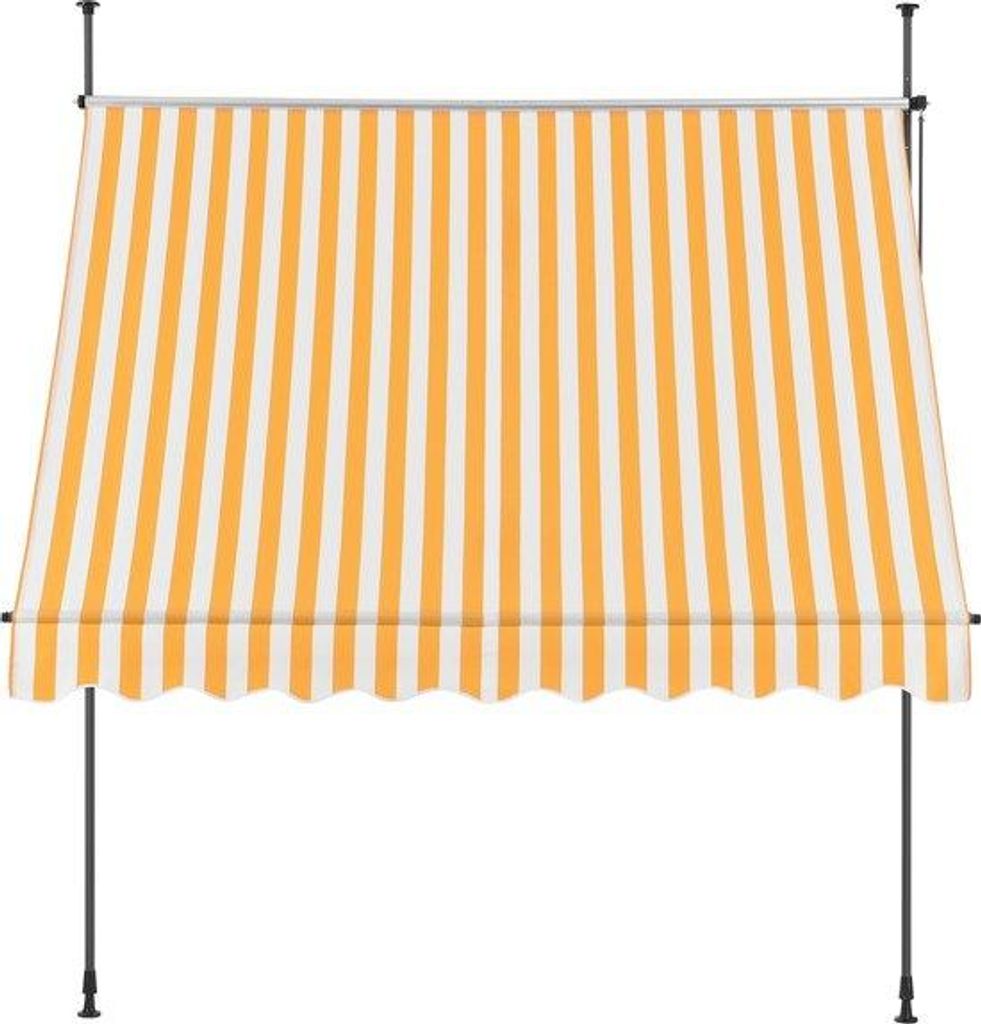 Klem Luifel Uitschuifbaar - Geel und Weiß - 300x120 cm - Stahl und Stoff - wasserabweisend - UV-Schutz
