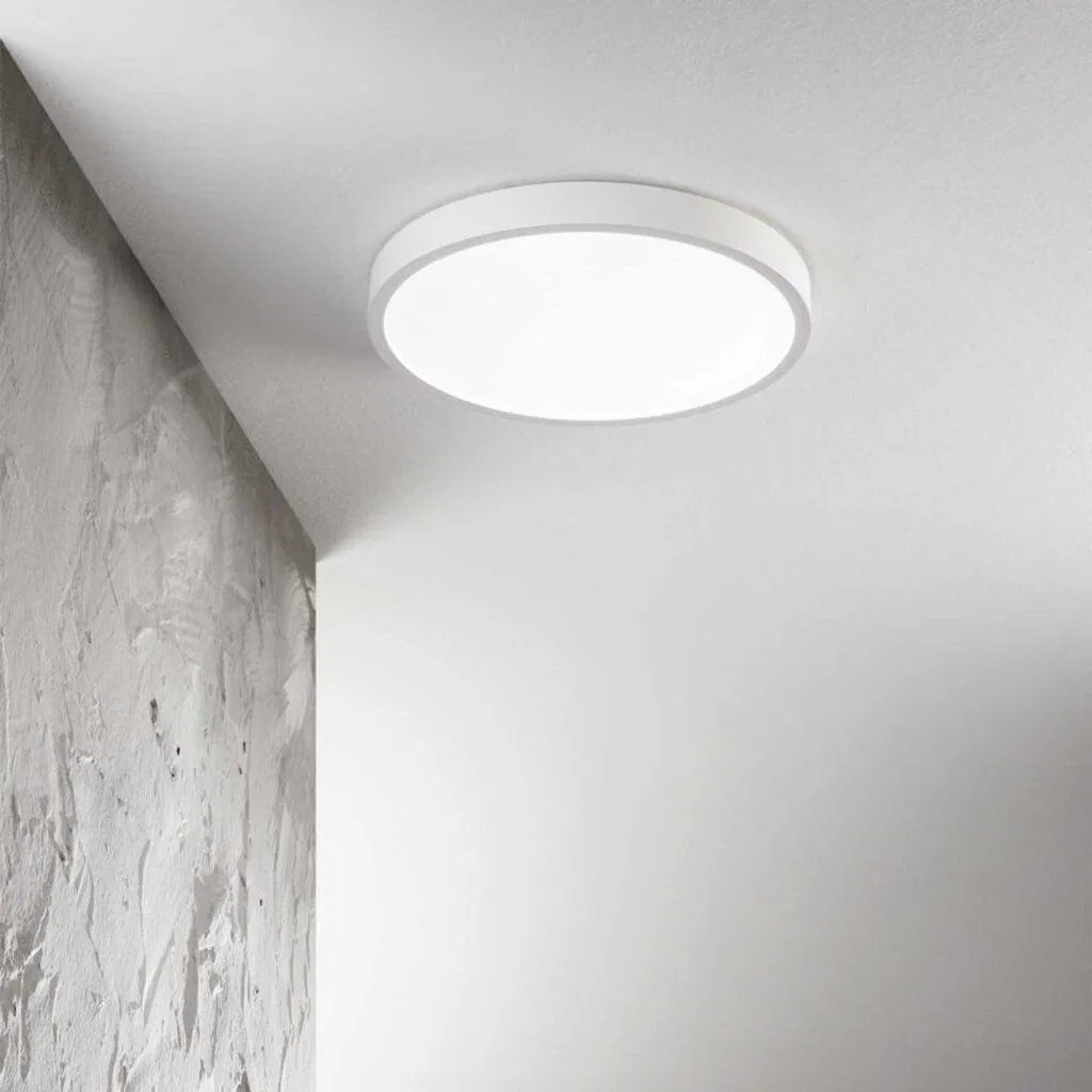 Luminaire de plafond LED blanc 26W design contemporain Ray IP44 étanche
