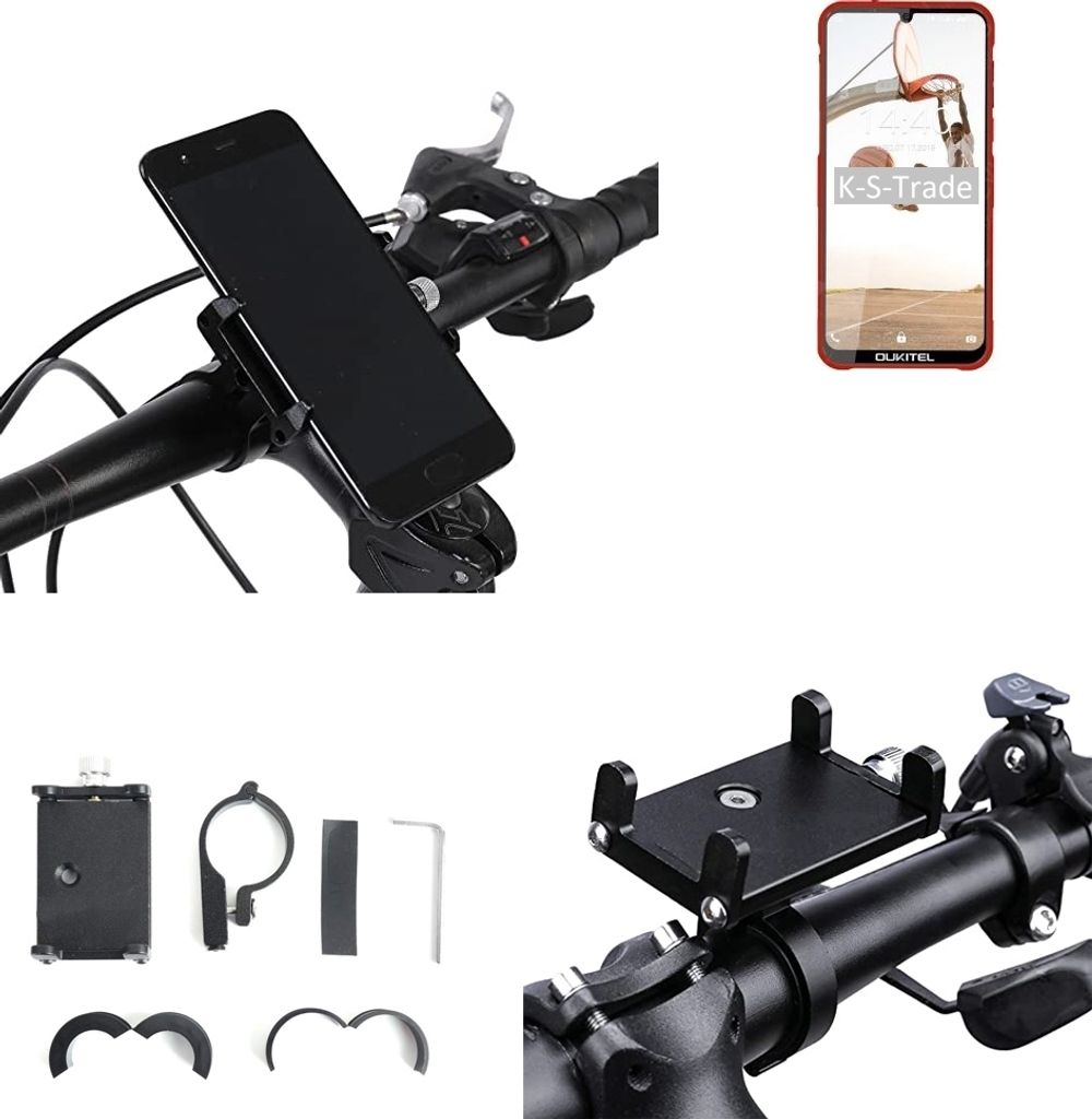K-S-Trade Handyhalterung für das Fahrrad kompatibel mit Oukitel Y1000 Halter Lenkstange Fahrradhalterung Motorrad Bike Mount Befestigung Smartphone
