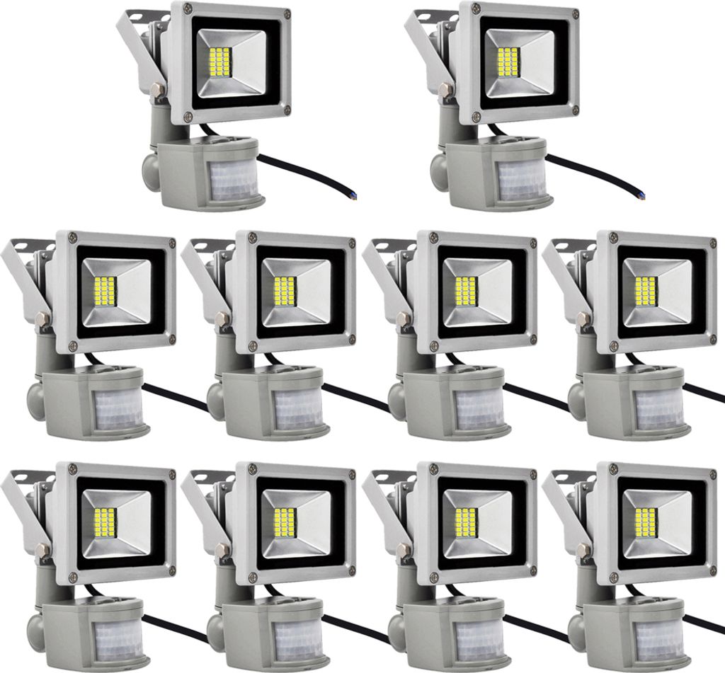 Greenmigo 10X 20W LED Fluter Scheinwerfer Strahler SMD mit bewegungsmeldermelder PIR IP65 Wasserdicht