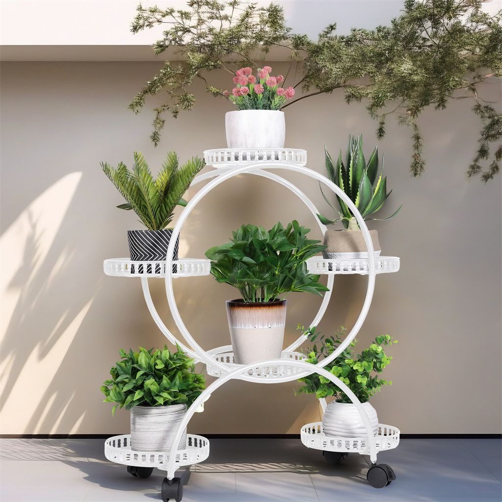 unho Blumenständer Metall, Blumentopfständer mit 6 Ablagen