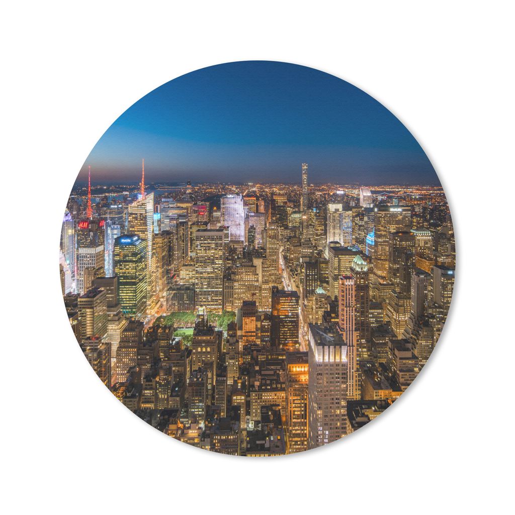 MuchoWow Mauspad Mousepad New York - Farben - Nacht 40x40 cm - Mousepads - Maus Mat - Pad - Mausunterlage - Schreibtisch Accessoires