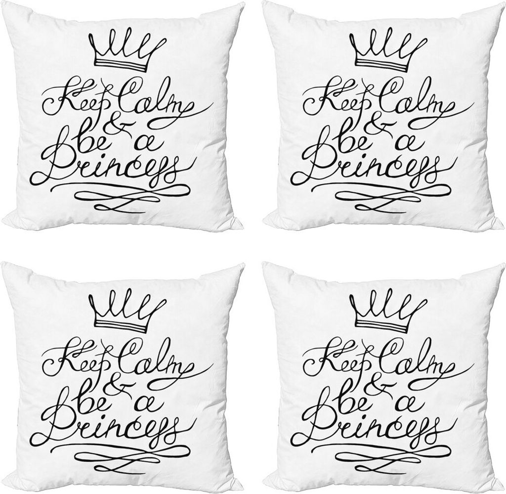ABAKUHAUS Ruhe bewahren, ruhig bleiben Kissenbezug Set (4 Stück), Seien Sie eine Prinzessin Romantik, Moderner Doppelseitiger Digitaldruck, 45 cm ...