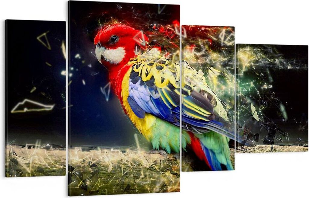 Bild auf Leinwand - Leinwandbild - Papagei Vogel Feder - 120x70cm - Wand Bild - Wanddeko - Leinwanddruck - Bilder - Kunstdruck - Wanddekoration - L...