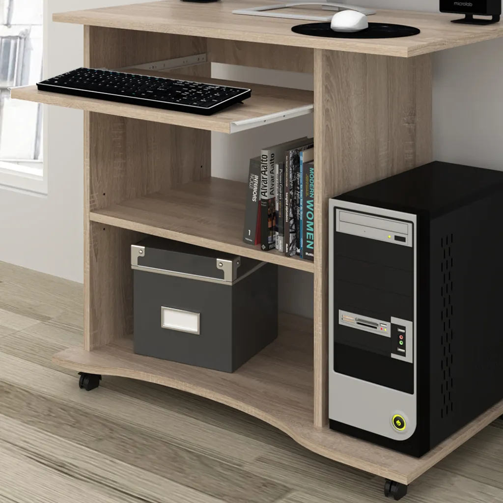Table de travail compacte Vicco Harm 80cm chêne pour télétravail