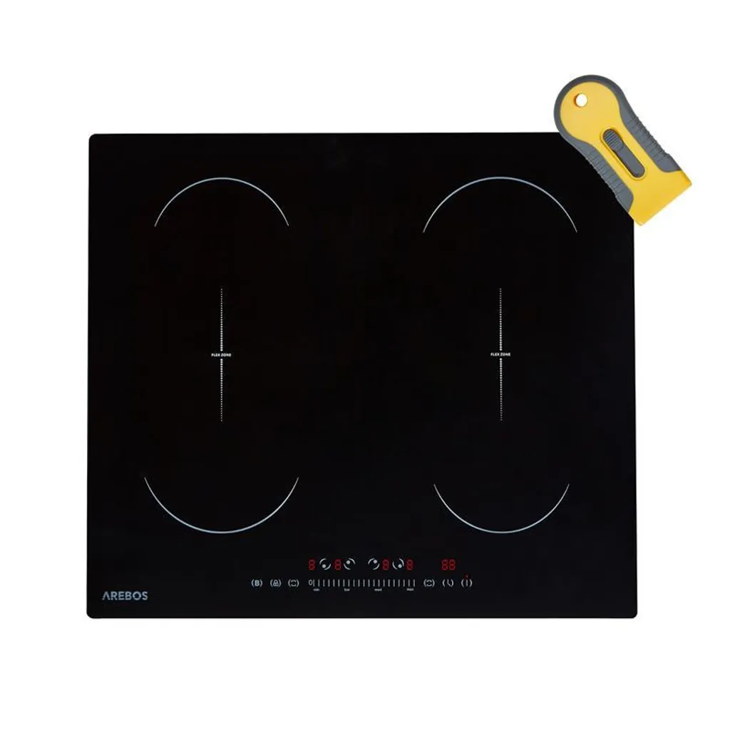 Table induction AREBOS 59 cm 7200W avec 4 zones Flex Booster et Sensor