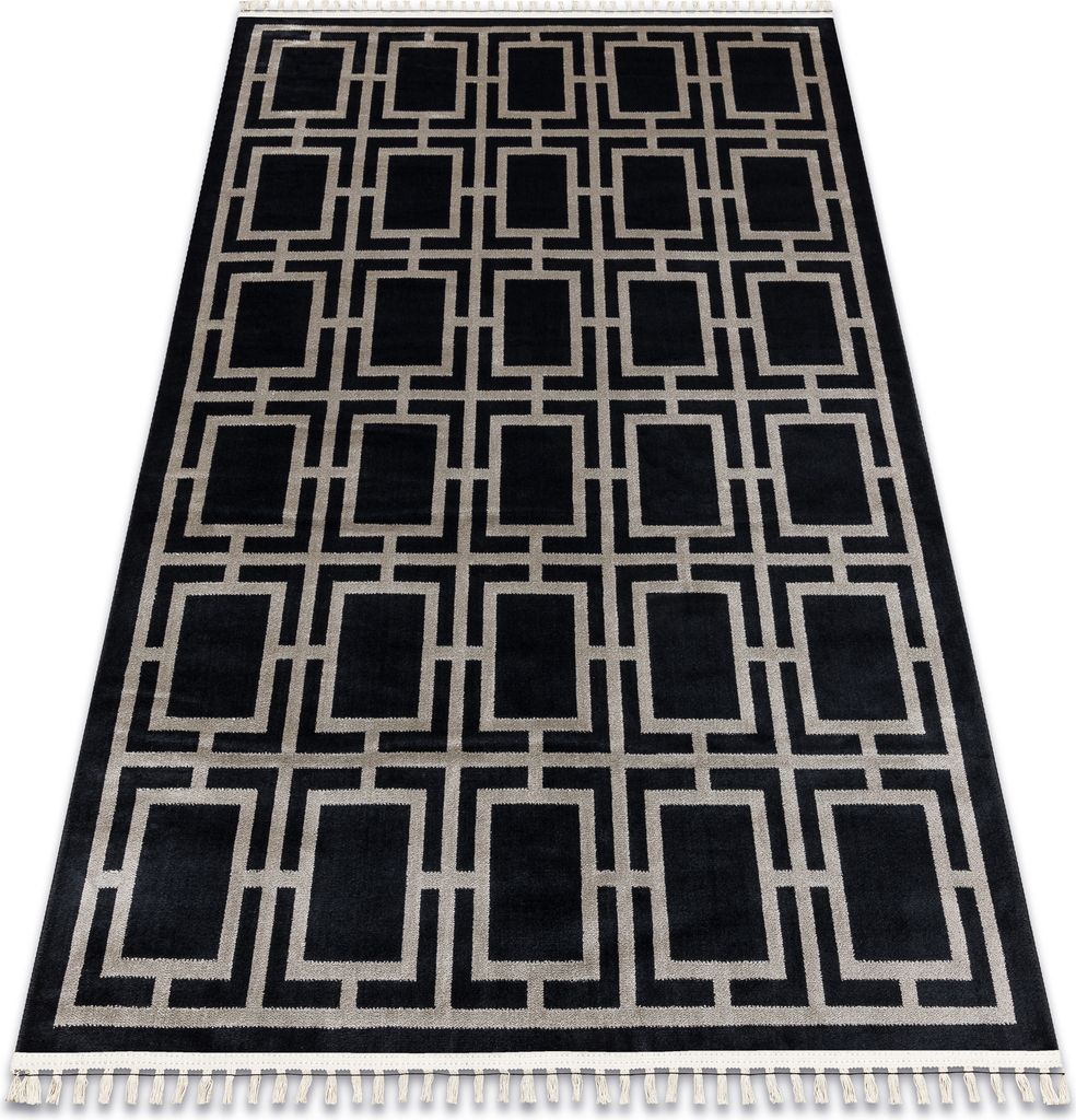 Teppich AMOUR 53078B schwarz - Geometrisch, Linien modern, Produktbild 