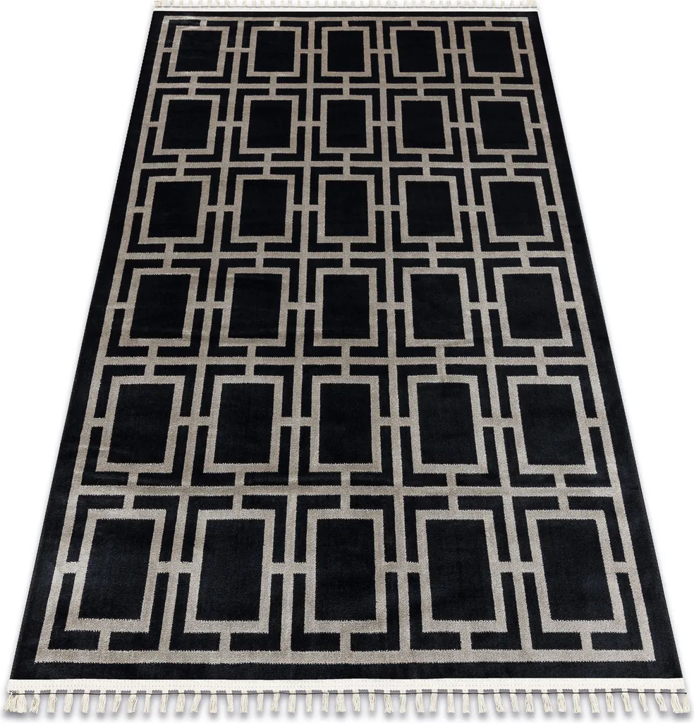 Tapis AMOUR 53078B noir Géométrique 98x200 cm aux lignes modernes
