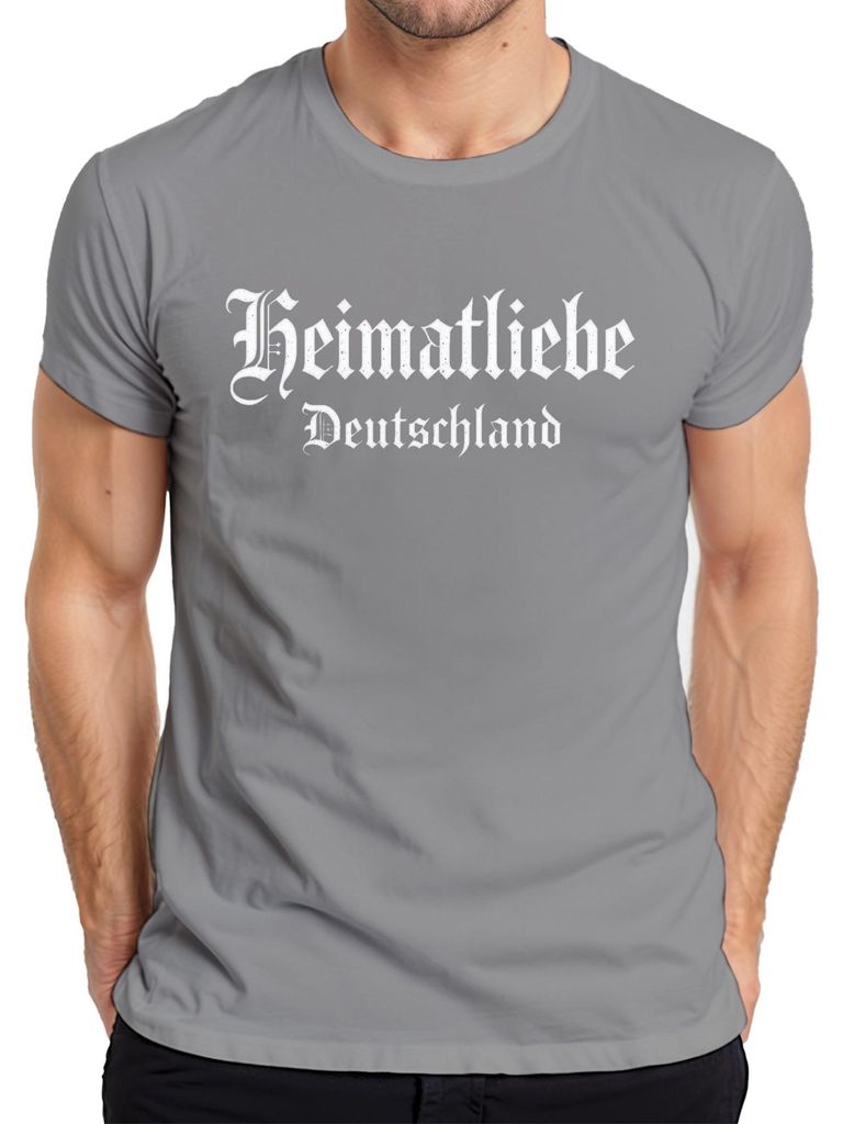 Heimatliebe Deutschland Frakturschrift patriotisch Retro Herren T-Shirt, Grau, XL
