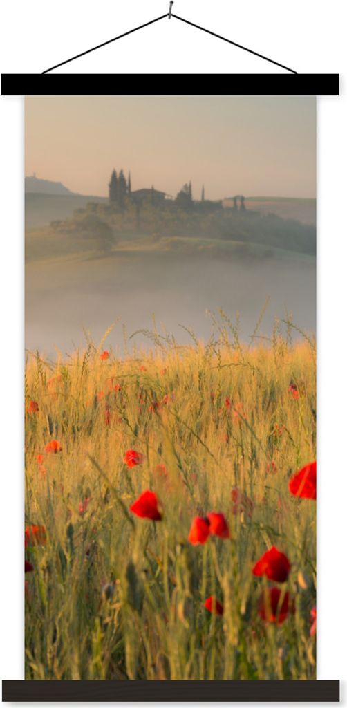 MuchoWow Textilposter Toskana - Rosen - Hügel 60x120 cm mit schwarzem Rahmen - Magnete